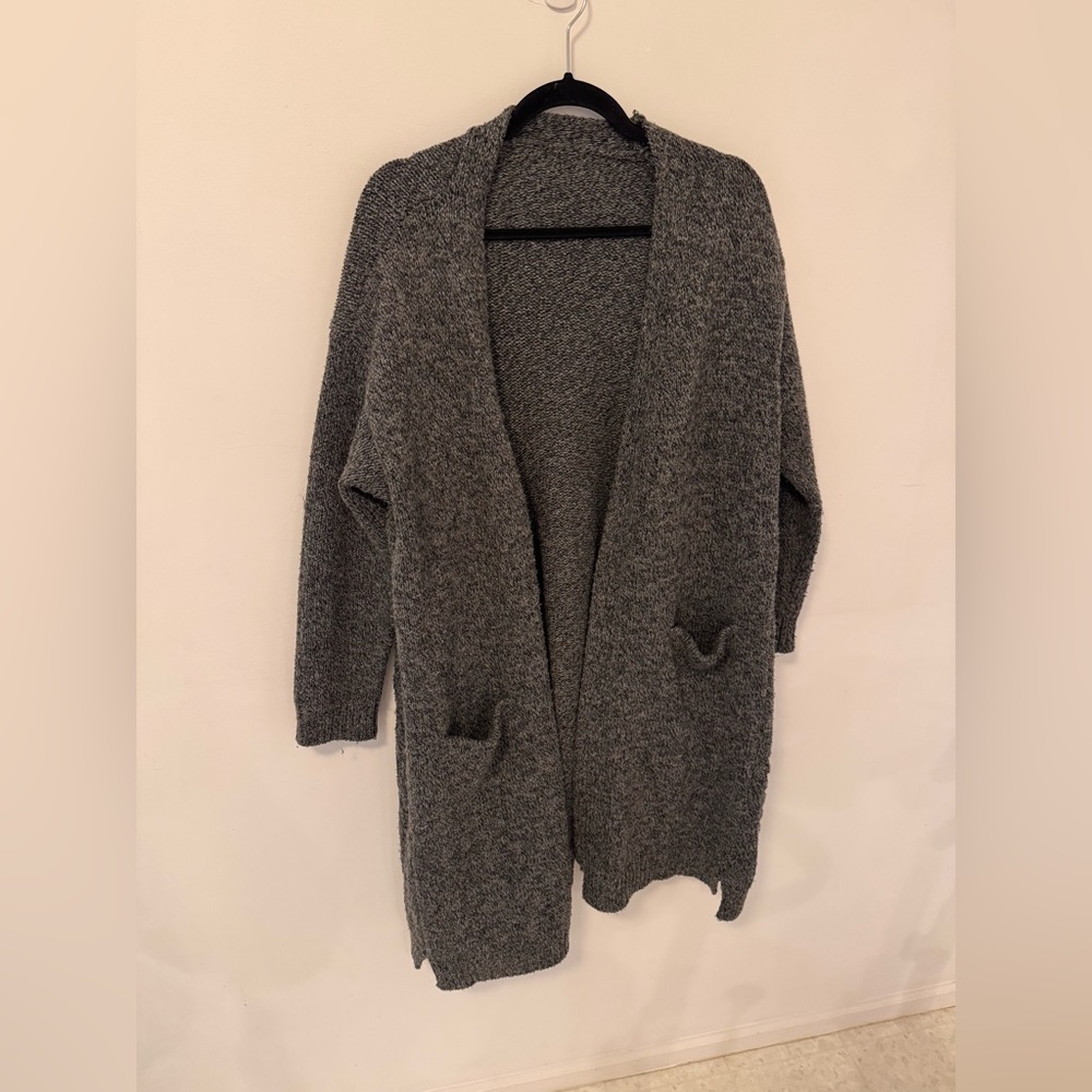 Cozy Gray Women's long wool Cardigan